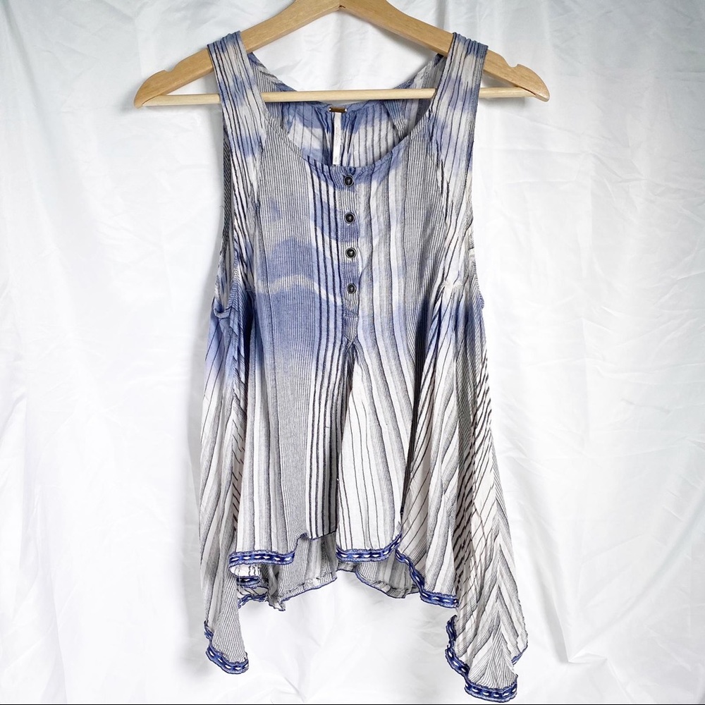 Free People Purple Pleated Tie-Dye Top